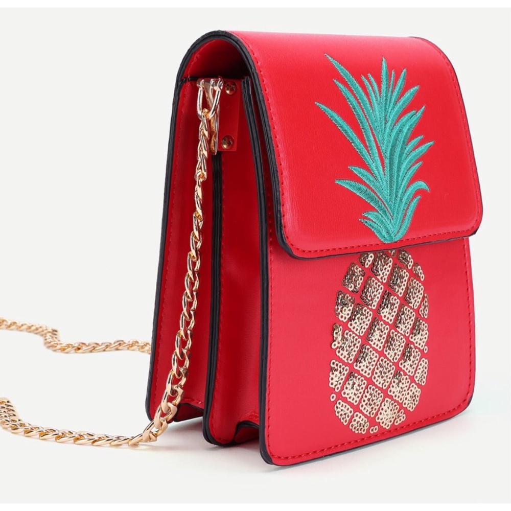 Red&Gold Sequin PINEAPPLE Shoulder Bag